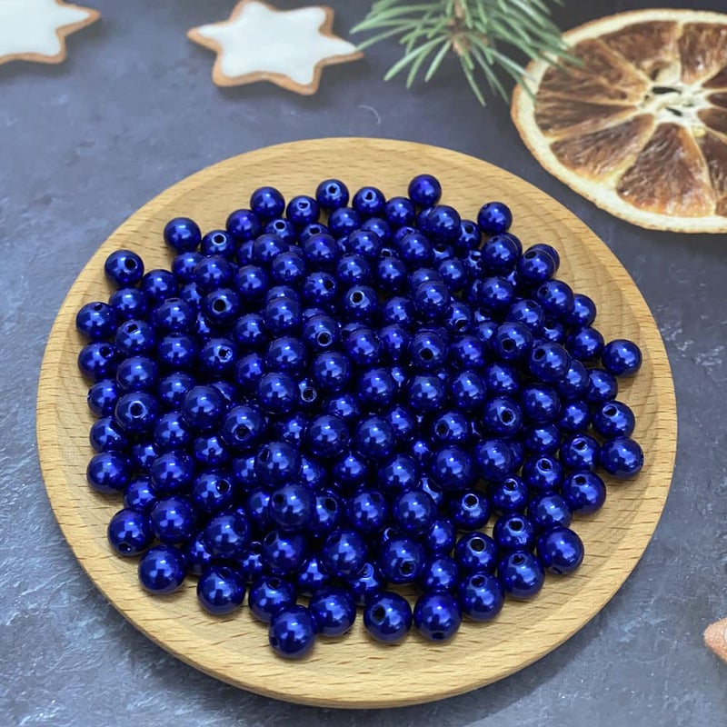 Honkoolly Pearl Beads 300 Pcs Craft Beads Loose Pearls 8mm Round Spacer Beads for Earring Bracelet Necklace Key Chains Jewelry DIY Craft Making Decoration and Vase Filler (8mm  Royal Blue) - Image 3